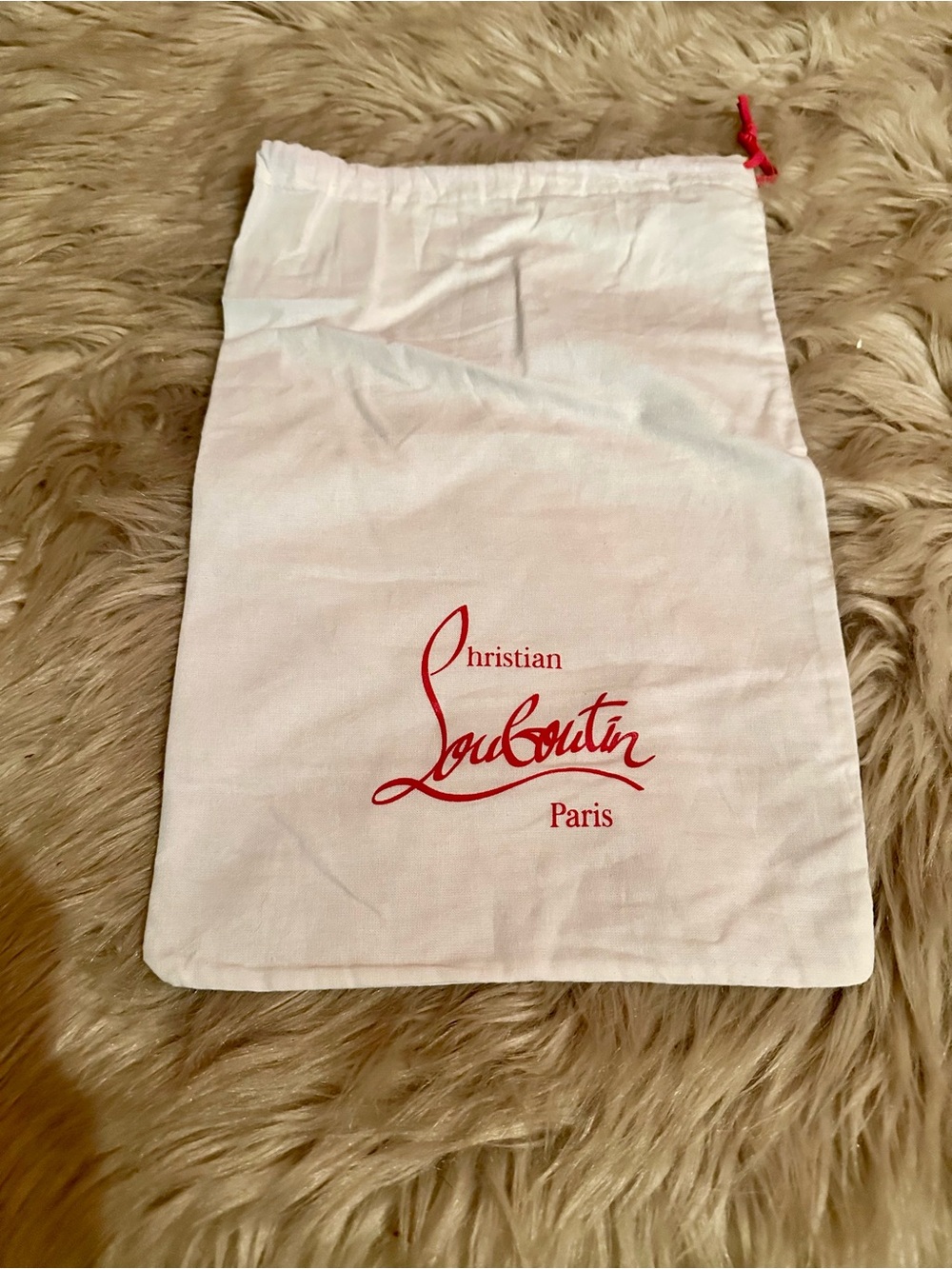 Christian Louboutin White Dust Bag with Red Logo